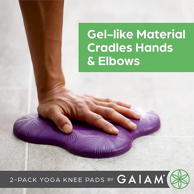 Gaiam Yoga Knee Pads (Set of 2) - Yoga Props and Accessories for Women/Men Cushions Knees and Elbows for Fitness, Travel, Meditation, Kneeling, Balance, Floor, Pilates