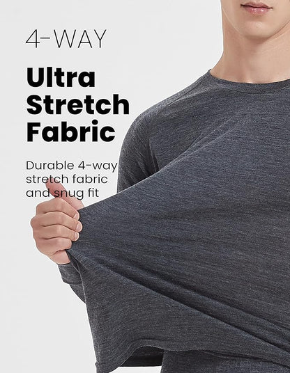 Iguana Mens 100% Merino Wool Base Layer Sets for Ski Lightweight Thermal Underwear