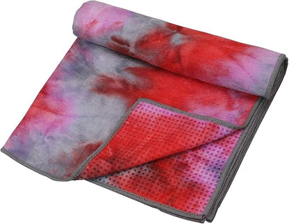 Yoga Towels , Non Slip Hot Yoga Towel Skidless Waffle Texture, 100% Absorbent Odorless Microfiber Yoga Blanket, Standard Sized 24 inchx72 inch Mat Towel (Pink & Red)1