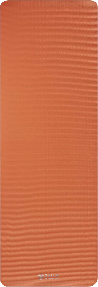 Gaiam Essentials Thick Yoga Mat Fitness & Exercise Mat with Easy-Cinch Yoga Mat Carrier Strap, 72"L x 24"W x 2/5 Inch Thick