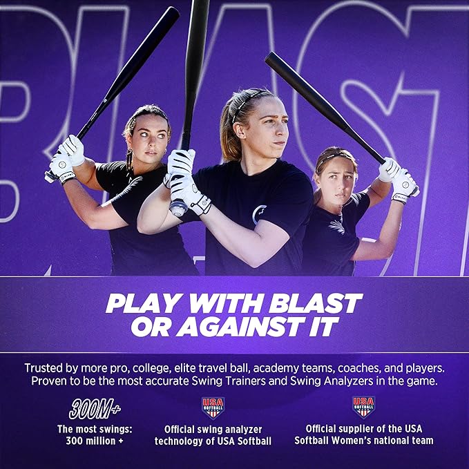 Blast Softball Swing Analyzer - Improve Your Swing at Every Level - Real-time Feedback, Swing Metrics, Video Capture Highlights, Track Performance (GEN3 Sensor)