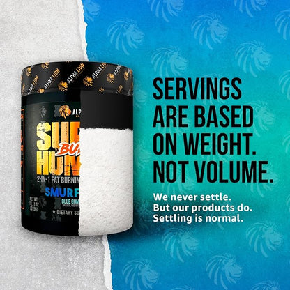 ALPHA LION Superhuman Burn – 2 in 1 Metabolism Booster Pre Workout and Thermogenic Fat Burner for Men – Appetite Suppressant and Weight Loss Supplement (21 Servings, Blue Gummy Bear Flavor)