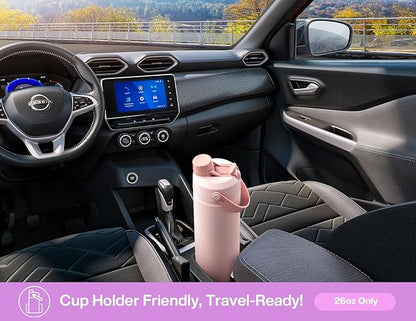 26 oz Insulated Water Bottle with 2-in-1 Straw and Spout Lid, Keep Cold 24H, Leak-Proof, Fits in Car Cup Holder, Stainless Steel Water Bottle for Sports, Trip, Gym, and School (Seashell Sonata)