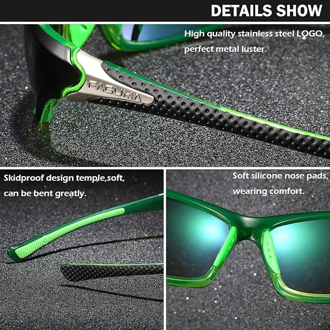 FAGUMA Sports Polarized Sunglasses For Men Cycling Driving Fishing UV400 Protection