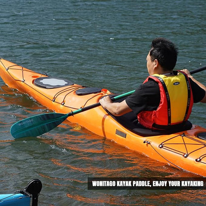 Kayak Paddle with Aluminum Shaft and Reinforced PP Blade, Floating Kayak Oar for Kayaking Canoeing and Boating, 220 cm/86 inches - 230 cm/90 inches