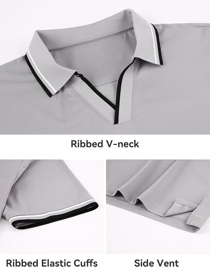 Esabel.C Jacquard Golf Shirts for Men Moisture Wicking Short Sleeve Performance Dry Fit Active Mens Polo Shirts