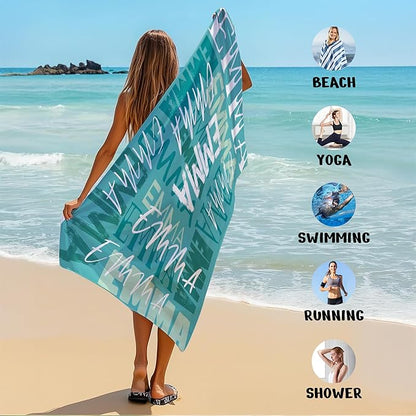JML Personalized Beach Towel with Name, Custom Beach Towel with Name, Customized Microfiber Pool Towel, Quick Dry & Absorbent Swim Towel for Adult,Anniversary, Birthday, Summer Holiday,Vacation
