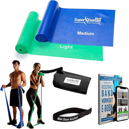 7Ft Long Resistance Bands for Stretching - Resistance Bands Set with Door Anchor - Exercise Bands Including Carry Pouch, E-Book & App - Latex-Free Workout Bands