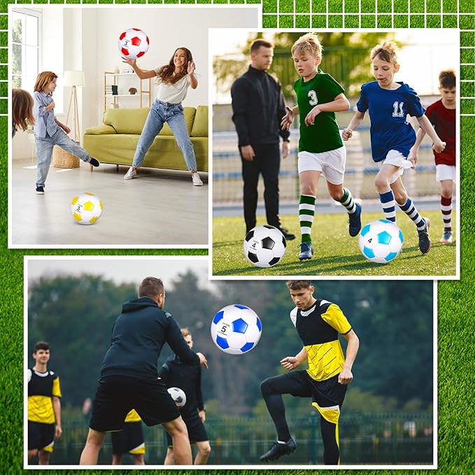 HyDren 8 Pcs Soccer Balls Bulk with Pump Deflated Official Size Sport Soccer Ball for Kid Adult Game Match Indoor Outdoor Gift for School Sports Game Birthday Party Gift Back to School