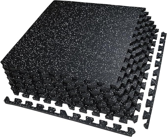 0.56in Thick 24 Sq Ft Exercise Equipment Mats 6 Tiles 24 x 24in