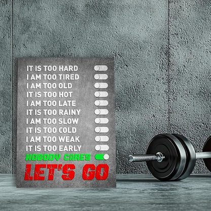 Gym Quotes Wall Art,Inspirational Workout Wall Decor,Let's Go Canvas Wall Art for Home Gym Exercise Fitness Room