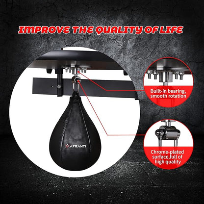 Heavy Duty Adjustable Speed Bag Platform Kit 24" + Speed Punching Ball (10"x7") Adjustable Height Wall Mount Professional Fitness Ball Boxing Reaction Training Kit