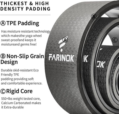Yoga Wheel for Back Pain Relief, Back Roller Wheel with Extra Cushion, Wider & Thickest Foam, Stretches and Strengthens Core Muscles