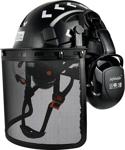 Forestry Safety Helmet with Build-in Visor Mesh Face Shield Ear Muffs 4 in 1 Chainsaw Safety Hard Hats