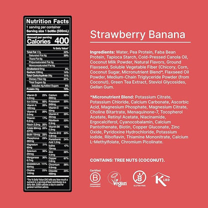 Huel Black Edition Ready-to-Drink | Strawberry Banana Meal Replacement Shake | 35g High Protein Drink | 27 Vitamins & Minerals, Vegan, Gluten Free | Plant Based | Low Sugar | 16.9 Fl Oz, 12 Pack