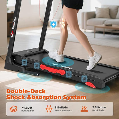3.5HP Folding Treadmills for Home with Incline Optional, 300 lbs Capacity, 8.0MPH Speed, 17'' Wide Belt, App, Bluetooth Connection, 64 Programs, USB Charging Port, BMI Detector for Home Use