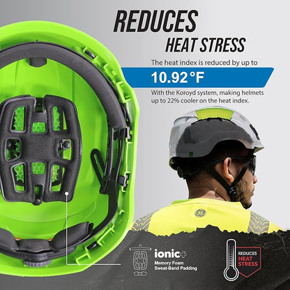 GE Safety Helmet, Impact Absorbing Tech, Adjustable Ratchet, ANSI Type 1, Memory Foam Padding, Hard Hats Protection, Lightweight, Durable, Chin Strap, Comfortable Fit OSHA Approved