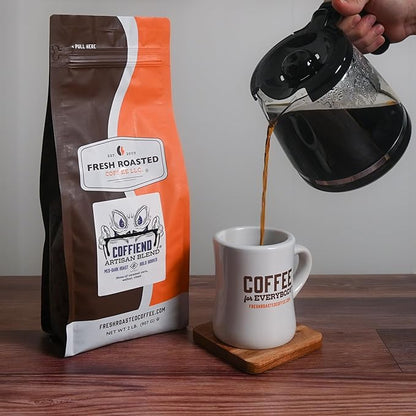 Fresh Roasted Coffee, Coffiend, 2 lb (32 oz), Med-Dark Roast, Kosher, Whole Bean