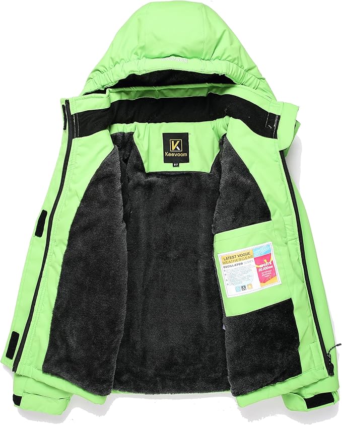 Keevoom Girl's Ski Jacket Winter Warm Thick Snow Coat Windproof Kids Outdoor Hooded Jackets