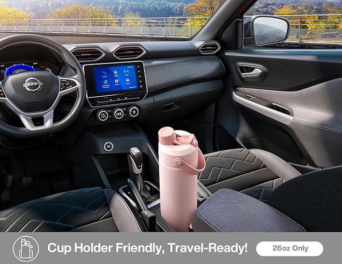 26 oz Insulated Water Bottle with 2-in-1 Straw and Spout Lid, Glow-in-the-Dark, 24H Cold, Leakproof, Fits in Car Cup Holder, Stainless Steel for Sports, Travel, and School (Luminous Flutter)