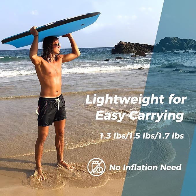 KOTEK 33/37/41 Inch Body Board with Wrist Leash, EPS Core, Dual Channel, HDPE Slick Bottom, Bodyboard for All Skill Levels & Wave Conditions