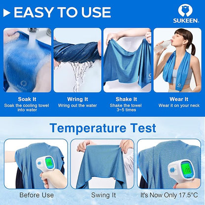 Sukeen Cooling Towel,Instant Evaporative Cooling for Sports,Yoga,Golf,Gym,Neck,Workout and More(40”x 12”)