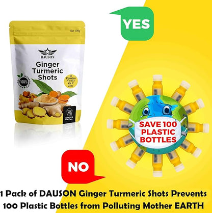 Ginger Turmeric Supplements with Piperine, Orange, Vitamin C, Vitamin D3 & Zinc | Ginger Turmeric Shots for Joint, Heart, Brain, Gut & Skin Health | 100 Servings | Ayurvedic | Powder