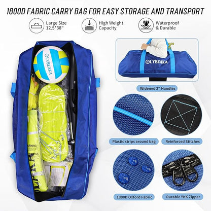 2025 Outdoor Professional Volleyball Net Set for Backyard Beach with Tetoron Net, Adjustable 2" Aluminum Poles, PU Volleyball,Carry Bag - Easy Setup & Anti-Sagg with 2 Tension Adjusters