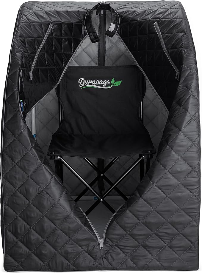 Durasage Lightweight Portable Personal Steam Sauna Spa for Relaxation at Home, 60 Minute Timer, 800 Watt Steam Generator, Chair Included (Black)