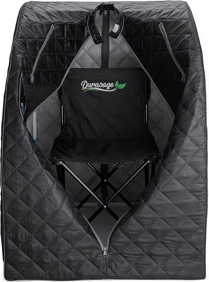 Durasage Lightweight Portable Personal Steam Sauna Spa for Relaxation at Home, 60 Minute Timer, 800 Watt Steam Generator, Chair Included (Black)