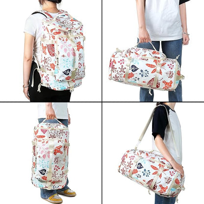 Kalesi Floral Gym Duffle Bag Backpack 4 ways for Women Waterproof with Shoes Compartment for travel Sport Hiking laptop Lightweight, XL