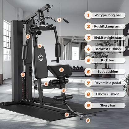 Home Gym, Multifunctional Home Gym Equipment, Workout Station 154LBS Weight