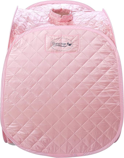 Durasage Personal Foldable Steam Sauna for Relaxation at Home, 60 Minute Timer, 800 Watt Steam Generator, Chair Included - Light Pink