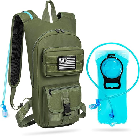 Hydration Backpack, Tactical Molle Water with 2L TPU Water Bladder, for Men Women Lightweight Water Backpack, Hydration Pack for Hiking, Biking, Climbing and Hunting