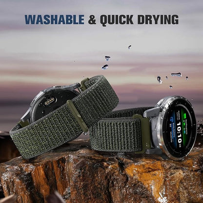 18mm 20mm 22mm Hook and Loop Watch Band Compatible with Garmin Vivoactive 5/ Vivoactive 6/ Vivoactive 3, Soft Nylon Breathable Sport Strap for Venu 2S/ Venu3S/ Forerunner 265s,Venu 3/ Venu 2 Men Women