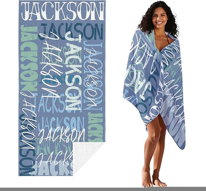JML Personalized Beach Towel with Name, Custom Beach Towel with Name, Customized Microfiber Pool Towel, Quick Dry & Absorbent Swim Towel for Adult,Anniversary, Birthday, Summer Holiday,Vacation