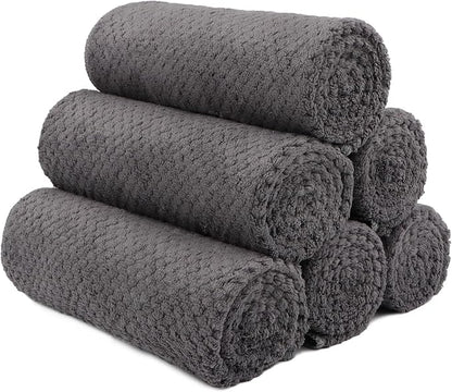 HOMEXCEL Gym Towels 6 Packs, (16x27 inches) Highly Absorbent Yoga Towel, Ultra Soft Hand Towels for Daily Use, Fast Drying Microfiber Workout Towels for Gym, Spa, Fitness, Camping, Hotel