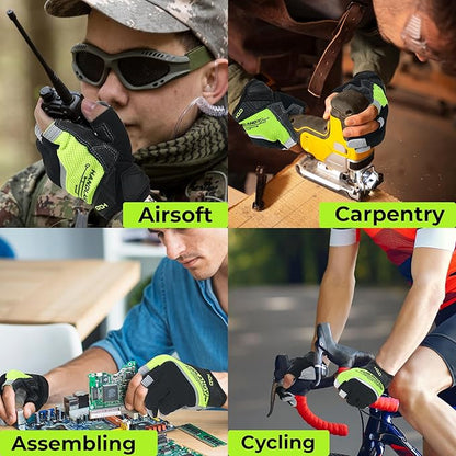 HANDLANDY Framer Work Gloves Open-Finger Carpenters Gloves, Fingerless Gaming Gloves for Tactical Shooting, Airsoft, Hunting, Police Work and Hiking XL