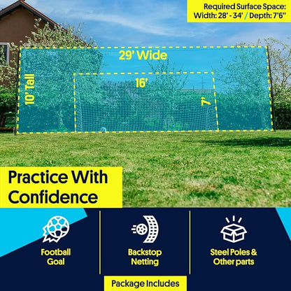 3-in-1 Soccer Training Rebounder & Goal Backstop Net - Soccer Goal for Volley, Passing, Solo Training - Outdoor Sports, Backyard Games