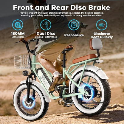 Electric Bike for Adults, 20"x 4" Fat Tire 35MPH Ebike, 1450W Peak Mountain Bike with 48V 20AH Removable 960WH Battery, 80 Miles Max Range Hydraulic/Mechanical Disc Brake 7-Speed Electric Bicycle