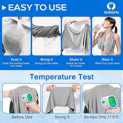 Sukeen Cooling Towel,Instant Evaporative Cooling for Sports,Yoga,Golf,Gym,Neck,Workout and More(40”x 12”)