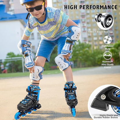 Inline Skates for Kids and Adult, Adjustable Fun Illuminating Skates for Girls, Boys, Women and Men Outdoor and Indoor, Beginner