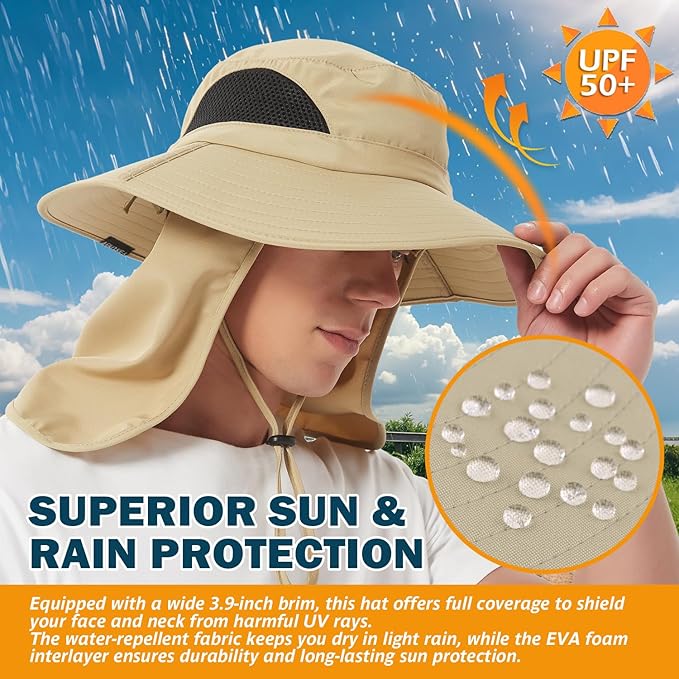 EINSKEY Wide Brim Sun Hat, UPF 50+ UV Protection Waterproof Packable Bucket Hat for Men & Women, Fishing Hiking Beach Garden