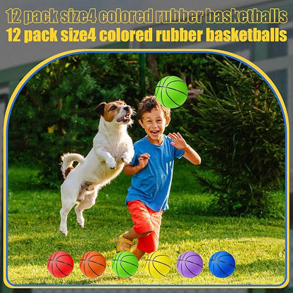 Jerify 12 Pack Official Size Rubber Basketballs for Kids Child Junior Youth Indoor Outdoor Sports Basket Balls with Pump Back to School Student Gifts Operation Christmas Bulk Items