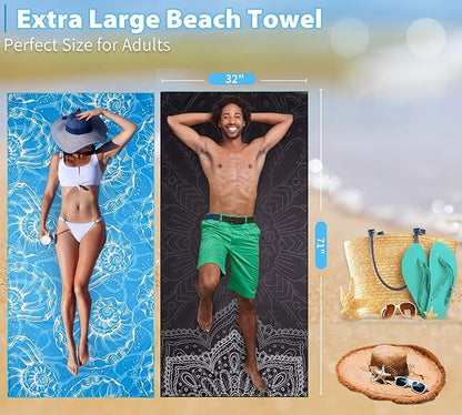 2 Pack Lightweight Thin Beach Towel Oversized 71"x32"