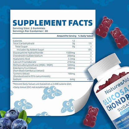 Glucosamine Chondroitin Gummies with MSM & Elderberry Extra Strength - Joint Support, Antioxidant Immune Support Supplement for Adults, Men & Women.(2 Pack)