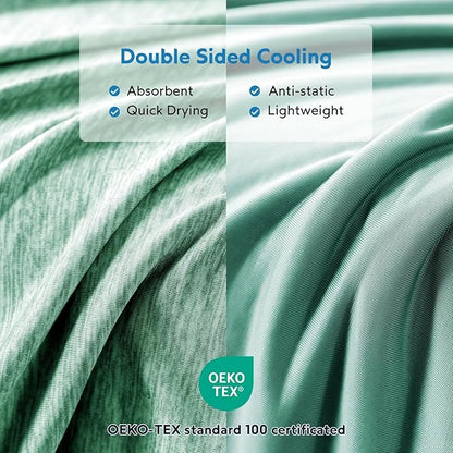 HOMFINE Cooling Blankets for Hot Sleepers - Summer Blanket Thin Lightweight Breathable Soft Double Side Enhanced Cooling for Bed Couch Sofa, Keep Cool for Night Sweats (Green, 50 x 70 inches)