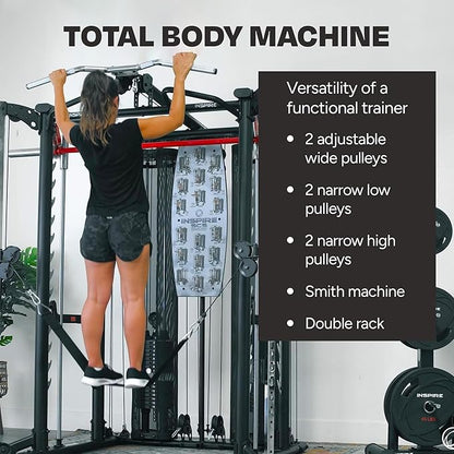 Inspire Fitness Functional Trainer Home Gym, SCS Smith Machine Cage System - Cable Machine Accessories - D-Handles, Ankle Strap & Multi-Function Belt