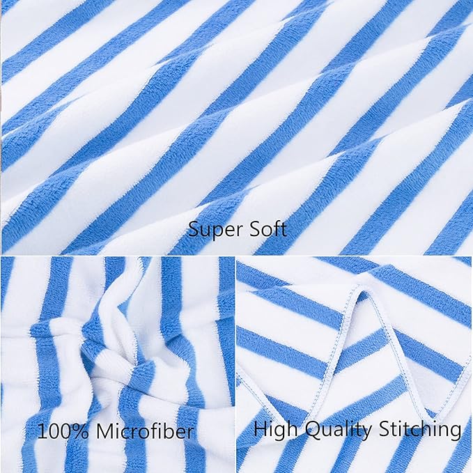 JML Microfiber Towels, Bath Towel Sets (4 Pack, 27" x 55") - Extra Absorbent, Fast Drying, Multipurpose for Bath, Swimming, Fitness, Sports, Yoga,Stripe Blue