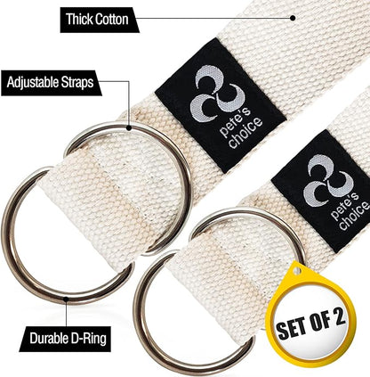 2-PACK or 5-PACK Yoga Exercise Adjustable Straps 8Ft | BONUS eBook | with Durable D-Ring For Pilates & Gym Workouts | Hold Poses, Stretch, Improve Flexibility & Maintain Balance